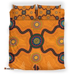 Australia Aboriginal Bedding Set Indigenous Symbol Dot Painting Art Ver 13