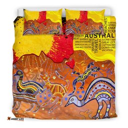 Aboriginal Bedding Set Aborigine Art On Wood Style