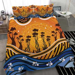 Aboriginal Bedding Set Boab Tree Dot Painting Art Vero2