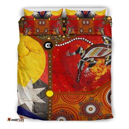 Bedding Set Aboriginal Dot Painting and Flags, Crocodile