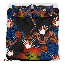 Aboriginal Bedding Set, Australian Boomerang and Snake Indigenous Art
