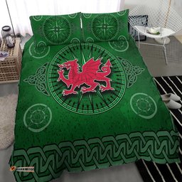 Wales Celtic Bedding Set Celtic Compass With Welsh Dragon