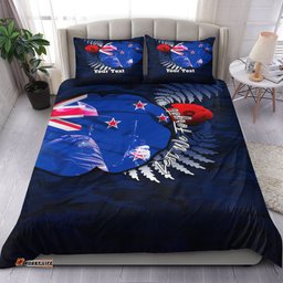 Custom New Zealand ANZAC Day Poppy Bedding Set