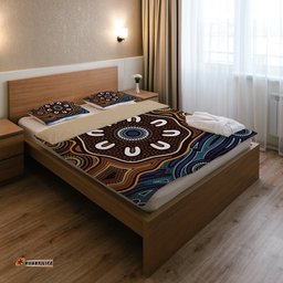 Australia Aboriginal Bedding Set Indigenous Symbol Dot Painting Art Ver 9