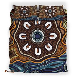 Australia Aboriginal Bedding Set Indigenous Symbol Dot Painting Art Ver 9