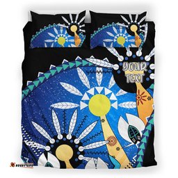Custom Australia Torres Strait Bedding Set Dhari Mask In Plam Tree