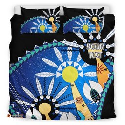 Custom Australia Torres Strait Bedding Set Dhari Mask In Plam Tree