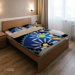 Custom Australia Torres Strait Bedding Set Dhari Mask In Plam Tree