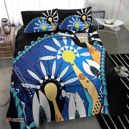 Custom Australia Torres Strait Bedding Set Dhari Mask In Plam Tree