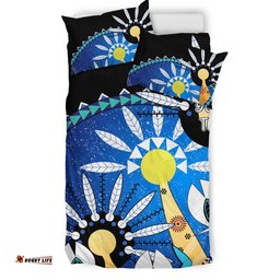 Custom Australia Torres Strait Bedding Set Dhari Mask In Plam Tree
