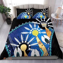Custom Australia Torres Strait Bedding Set Dhari Mask In Plam Tree