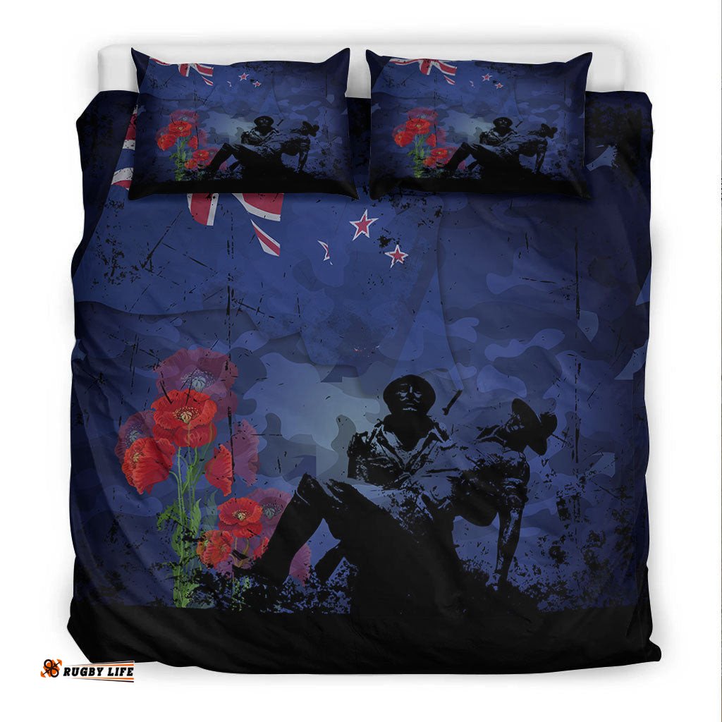 New Zealand ANZAC Day Soldier and Poppy Camouflage Bedding Set