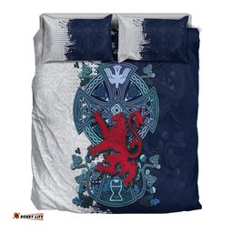 Scotland Celtic Bedding Set Lion Rampant With Celtic Cross