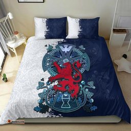 Scotland Celtic Bedding Set Lion Rampant With Celtic Cross