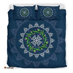 Scotland Bedding Set Thistle Flowers And Celtic Knots