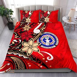 Northern Mariana Bedding Set Tribal Flower With Special Turtles Red Color