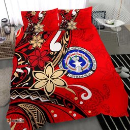 Northern Mariana Bedding Set Tribal Flower With Special Turtles Red Color
