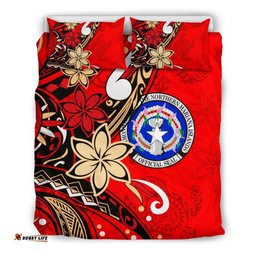 Northern Mariana Bedding Set Tribal Flower With Special Turtles Red Color