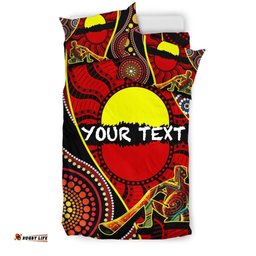 Custom Aboriginal Bedding Set Indigenous Dots Pattern With Didgeridoo