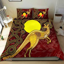 Bedding Set Australia Aboriginal Flag And Kangaroo