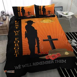 Custom ANZAC Day Lest We Forget Soldier Standing Guard Bedding Set