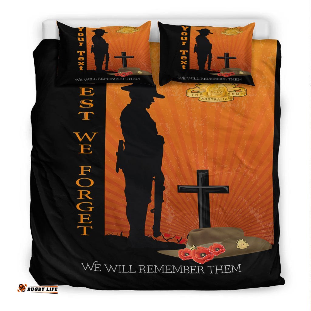 Custom ANZAC Day Lest We Forget Soldier Standing Guard Bedding Set