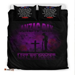 ANZAC Day Remember Australia and New Zealand Purple Bedding Set
