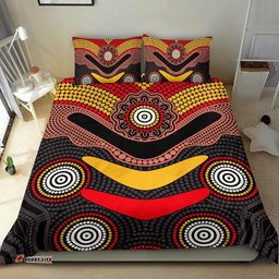 Australia Aboriginal Bedding Set, Boomerang Dot Painting Flowers Patterns