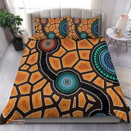 Australia Aboriginal Bedding Set Indigenous Symbol Dot Painting Art Ver 5