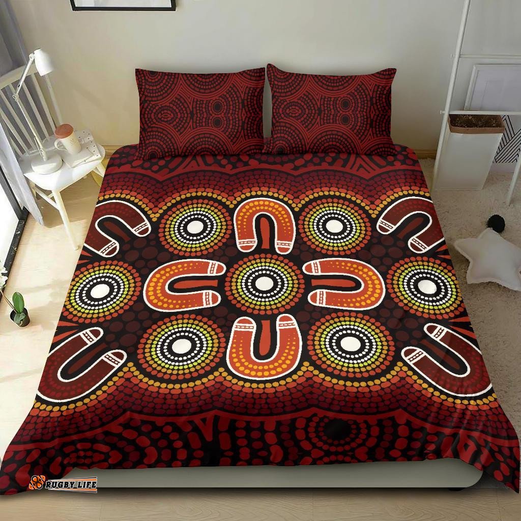 ABoriginal Bedding Set Aboriginal Dot Painting Flowers Style