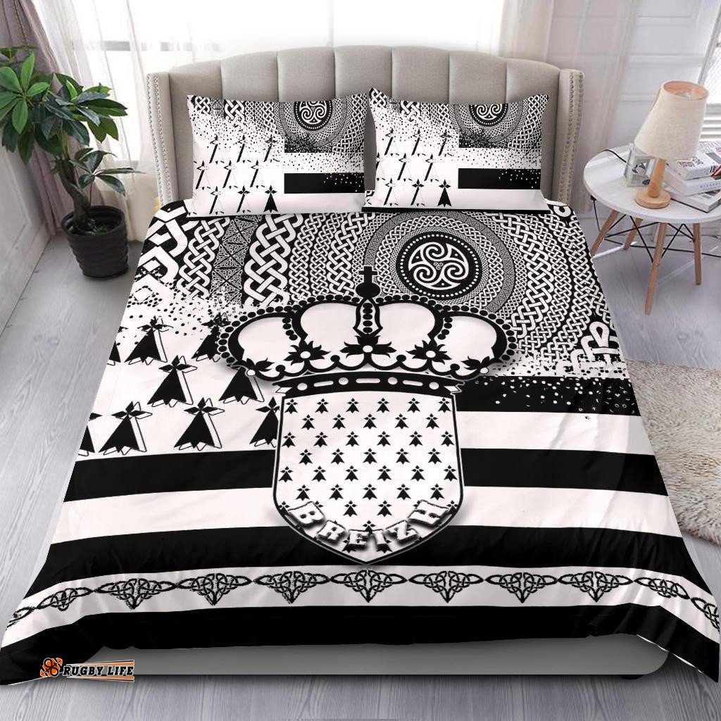 Celtic Brittany Bedding Set Brittany Flag With Triskelion Symbols