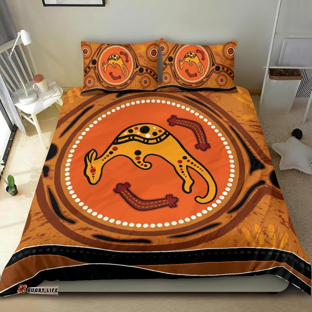 Aboriginal Bedding Set Indigenous Kangaroo Circle Dot Painting