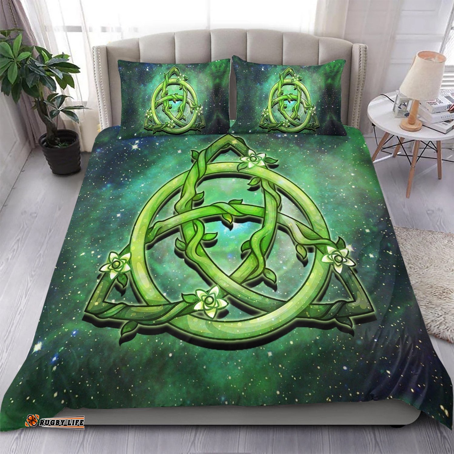 Celtic Bedding Set Green Triquetra