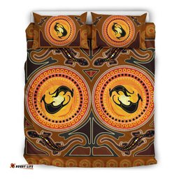 Aboriginal Bedding Set Kangaroo and Lizard with Dots Pattern