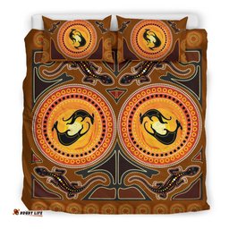 Aboriginal Bedding Set Kangaroo and Lizard with Dots Pattern