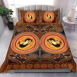 Aboriginal Bedding Set Kangaroo and Lizard with Dots Pattern