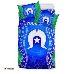 Custom Torres Strait Islanders Bedding Set Torres Symbol With Aboriginal Patterns