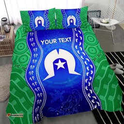 Custom Torres Strait Islanders Bedding Set Torres Symbol With Aboriginal Patterns