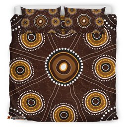 Australia Aboriginal Bedding Set Indigenous Symbol Dot Painting Art Ver 4