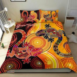 Aboriginal Personalised Bedding Set Couple Aboriginal Lizards