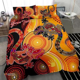 Aboriginal Personalised Bedding Set Couple Aboriginal Lizards