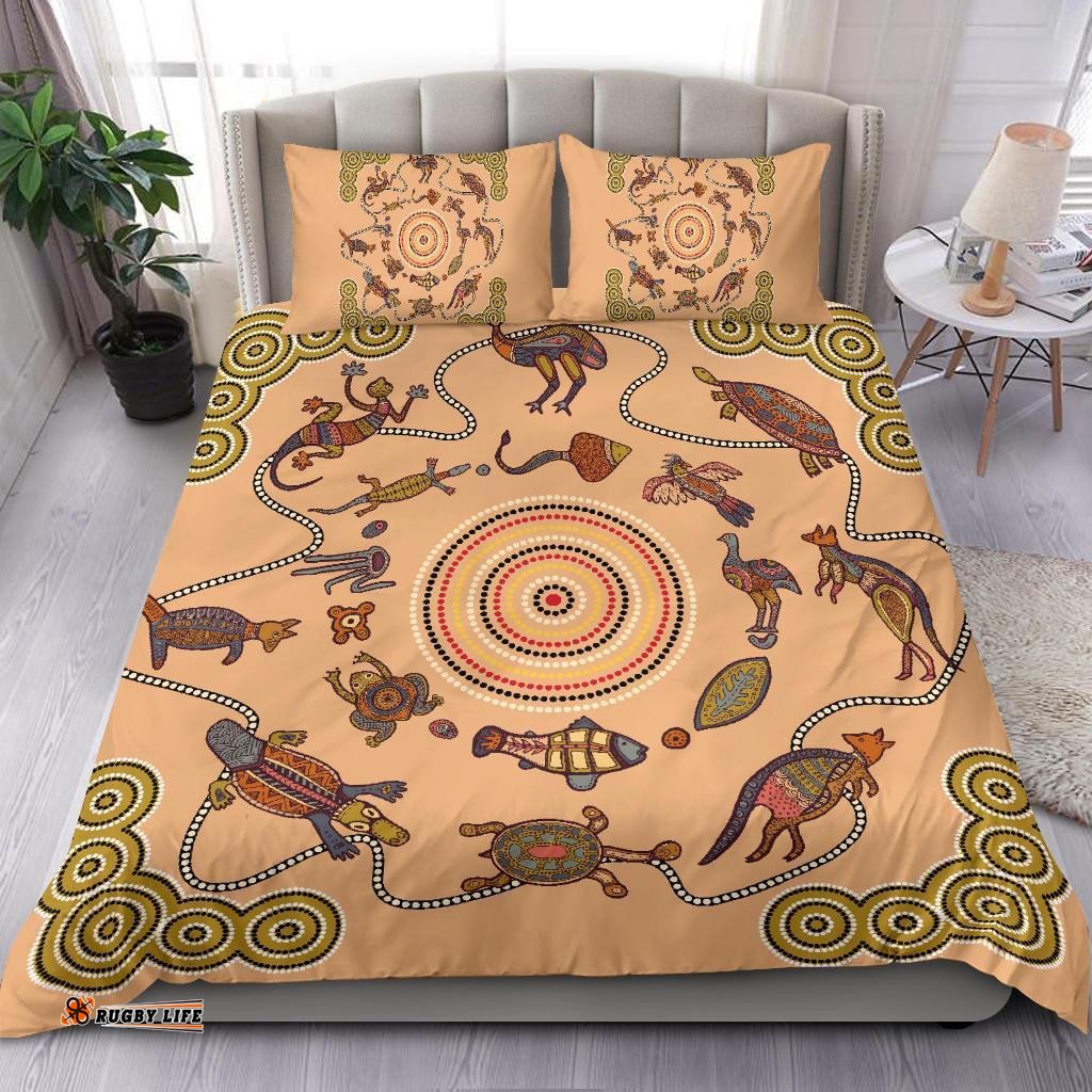 Aboriginal Bedding Sets, Kangaroo Turtle Crocodile Australian Animals