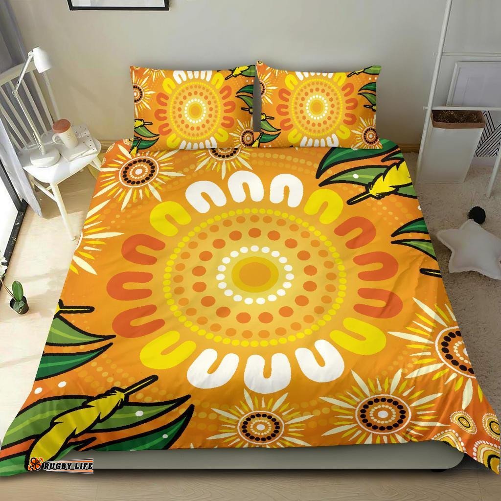 Aboriginal Bedding Set, Indigenous Circle Leaf Patterns