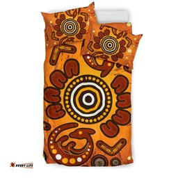 Aboriginal Bedding Set Baby Kangaroo And Dot Painting Patterns