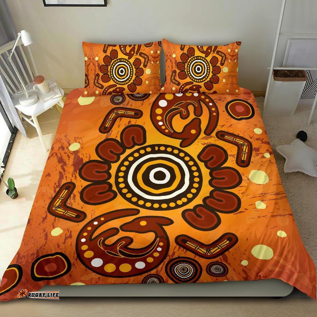 Aboriginal Bedding Set Baby Kangaroo And Dot Painting Patterns