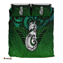 New Zealand Maori Bedding Set Paua Shell Green