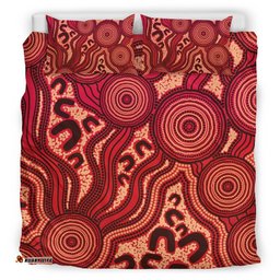 Australia Aboriginal Bedding Set Indigenous Symbol Dot Painting Art Ver 15