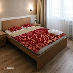 Australia Aboriginal Bedding Set Indigenous Symbol Dot Painting Art Ver 15