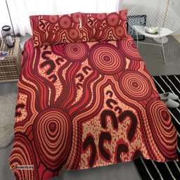 Australia Aboriginal Bedding Set Indigenous Symbol Dot Painting Art Ver 15