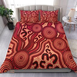 Australia Aboriginal Bedding Set Indigenous Symbol Dot Painting Art Ver 15